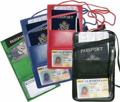 Leather Passport Holder Neck Strap ID Card Wallet Travel Lanyard New Colors
