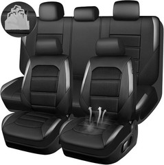 Memory Foam Car Seat Covers Full Set Breathable Mesh Universal Black Gray