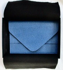 NEW~RAIKA Artistry in Leather Pebbled Blue Photo Passport Envelope USA 6.5 x 4.5