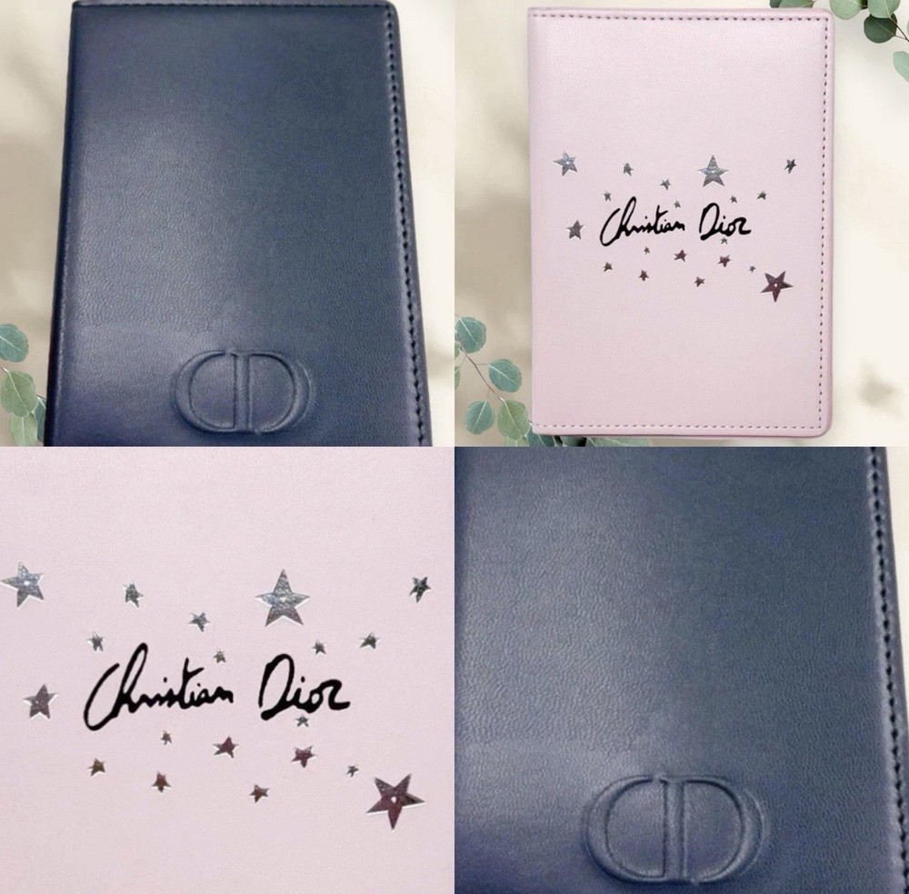 DIOR BEAUTY Passport Holder 2pc Set CD Embossed Logo Navy + Stars Pink GWP NEW