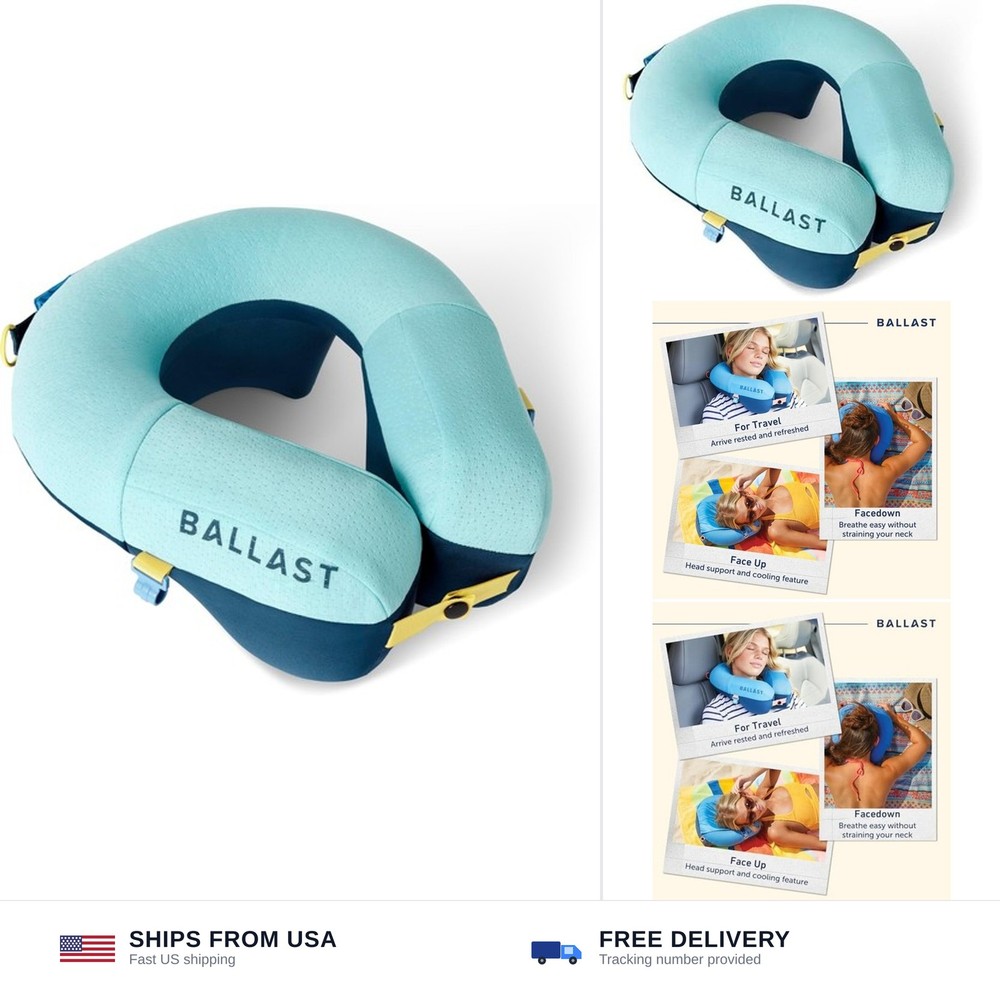 Ballast Pro Beach & Travel Pillow – Inflatable Neck Pillow for Airplanes, Bea…