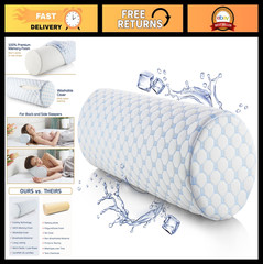 Premium Memory Foam Neck Roll Pillow – Pain Relief Bolster for Sleeping, Cooling