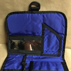 LL BEAN BLACK PERSONAL ORGANIZER / COSMETIC BAG WITH POCKETS AND MIRROR