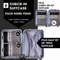 Vatalife Extra Large Compression Packing Cubes 2pc Set for Suitcase APRES SKI