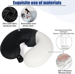 Almohada de viaje de espuma viscoelástica 100 % pura para el cuello, almohada.